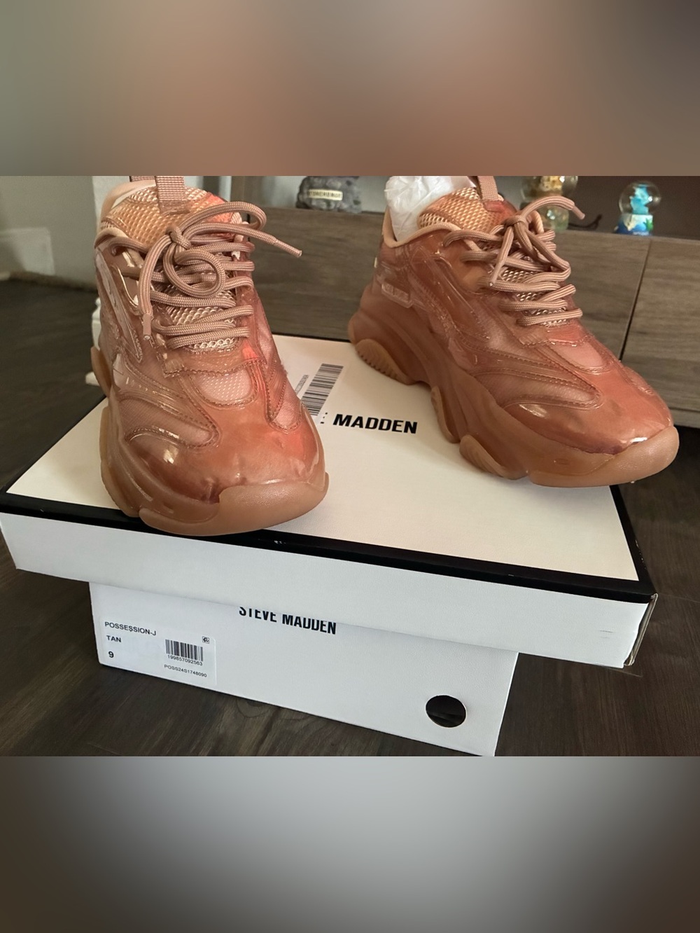 Steve Madden Tan Glossy Platform Sneakers